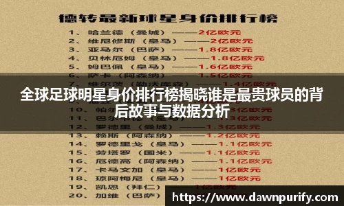 全球足球明星身价排行榜揭晓谁是最贵球员的背后故事与数据分析